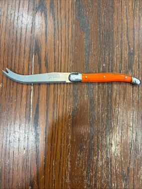 Laguiole Orange Folding Cheese Fork-Knife with Stainless Blade